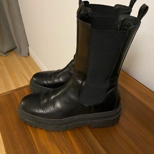 Black leather boots